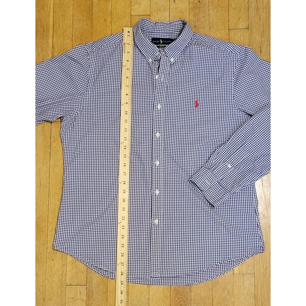Polo Ralph Lauren Mens XL Slim Fit Purple Gingham Cotton Sport Shirt Red Pony - Picture 3 of 8